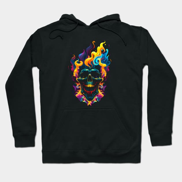 Psychedelic Flaming Skull #2 Hoodie by Butterfly Venom